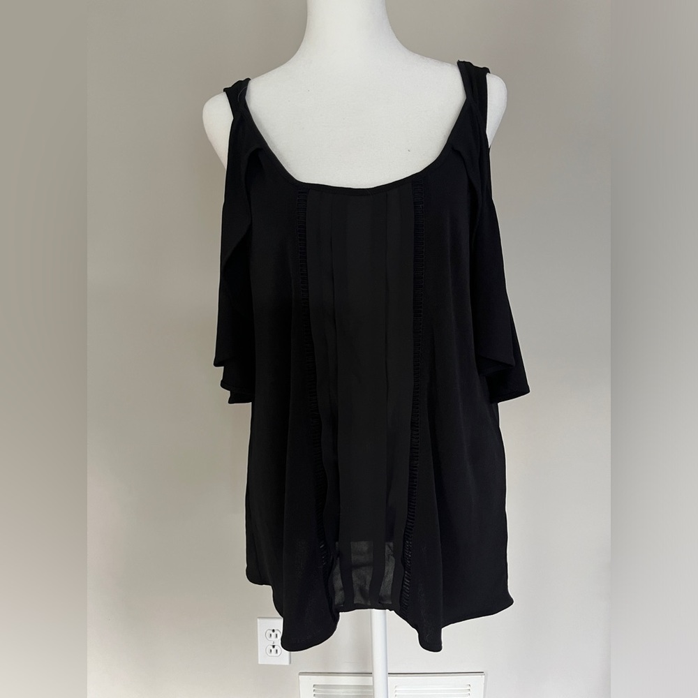 White House Black Market Black Pleated Top